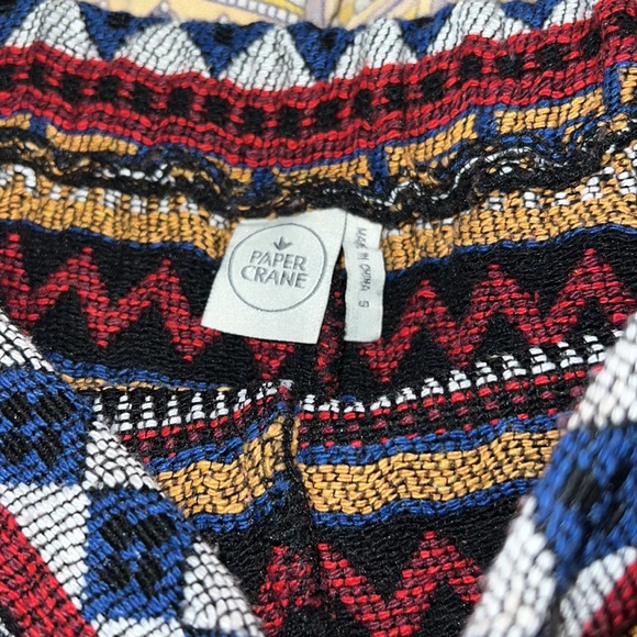 Paper Crane Tapestry Woven Fabric Bohemian Shorts with Corset Lacing and Tassels - Picture 4 of 8